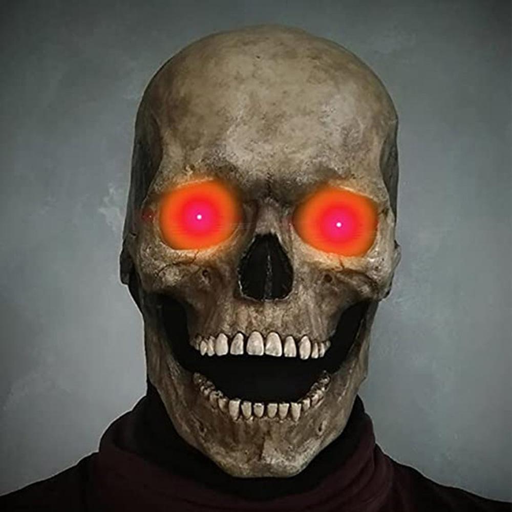 New Model Skull Mask with Movable Mouth, Skull Hood with Movable Jaw, Halloween Horror Helmet Face Mask