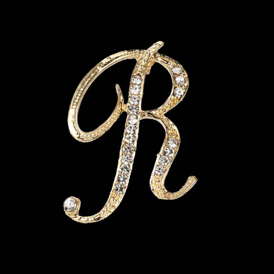 Minimalist Rhinestone Alphabet Brooch: Elegant Geometric Pin for Sweaters or Coats