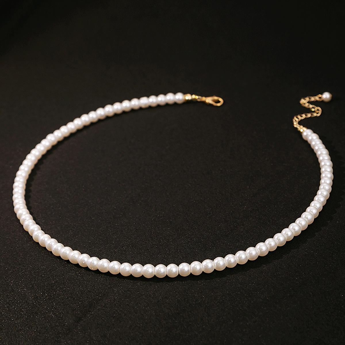 

Ожерелье-ключица из белого жемчуга - Французский геометрический регулируемый дизайн