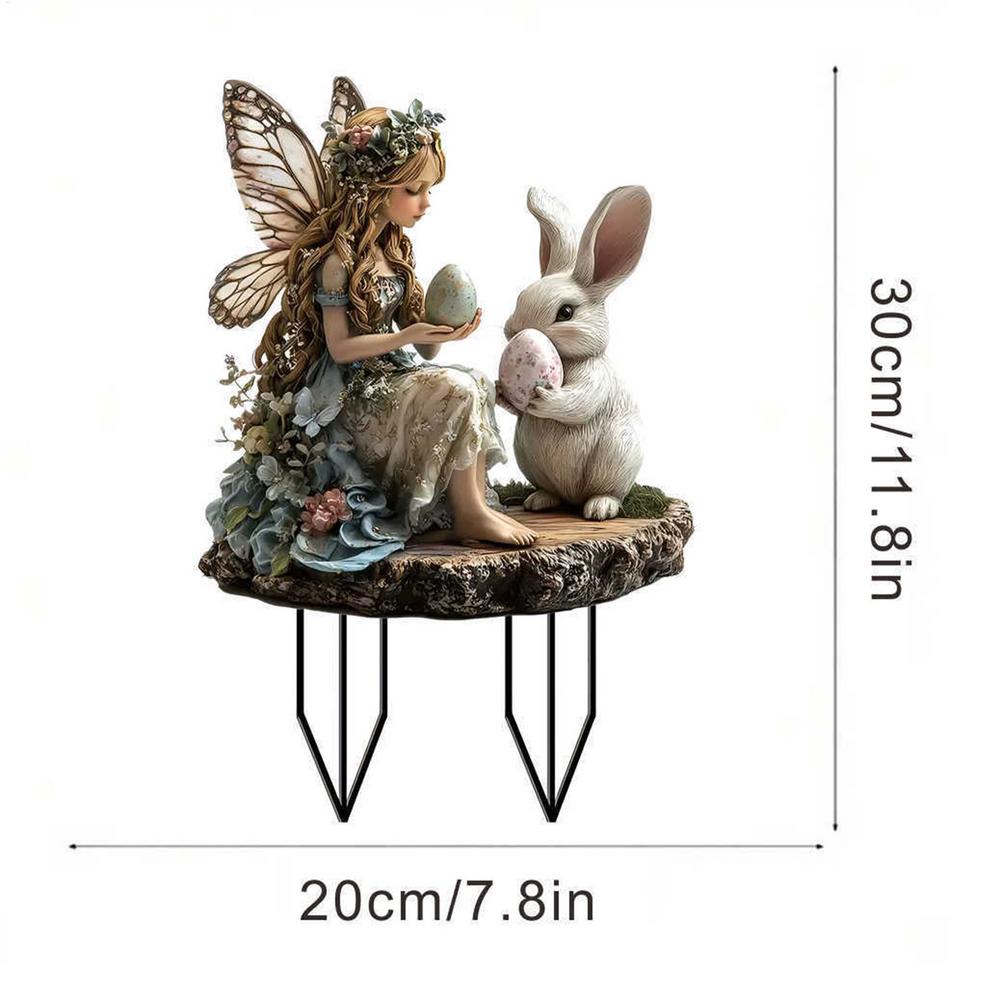 Easter Garden Stakes Outdoor Yard Decor Sign Holiday Decorations 2D Acrylic Spring Bunny Egg Signs for Courtyard Patio Lawn