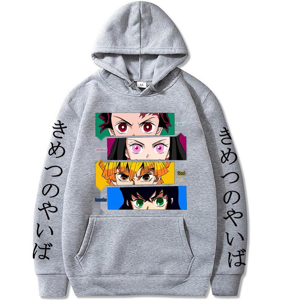 Убийца демонов: Мужская толстовка Kimetsu No Yaiba XL серый