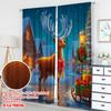 2pcs 2D flat printing Popular Christmas curtains Christmas Reindeer Gifts Sleigh Digital Printed Polyester Drapes Party &