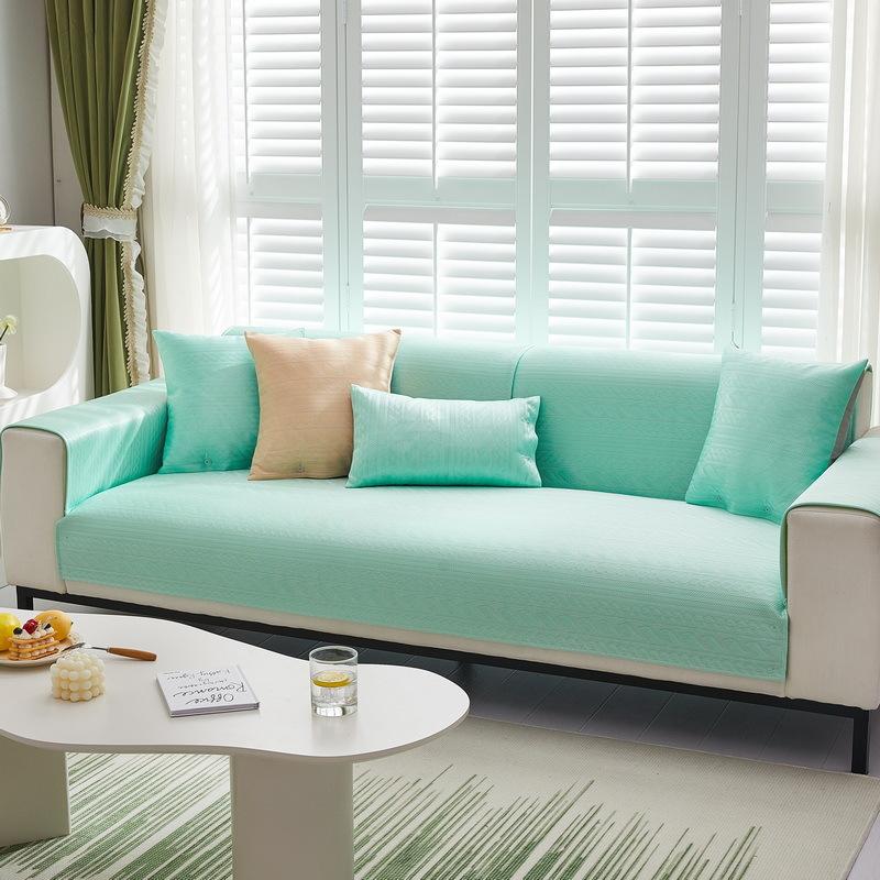 

Wave Pattern Ice Silk Sofa Cushion Summer Non-Slip Cool Sofa Seat Cushion Backrest Leather Sofa Cover Cushion 70*70cm