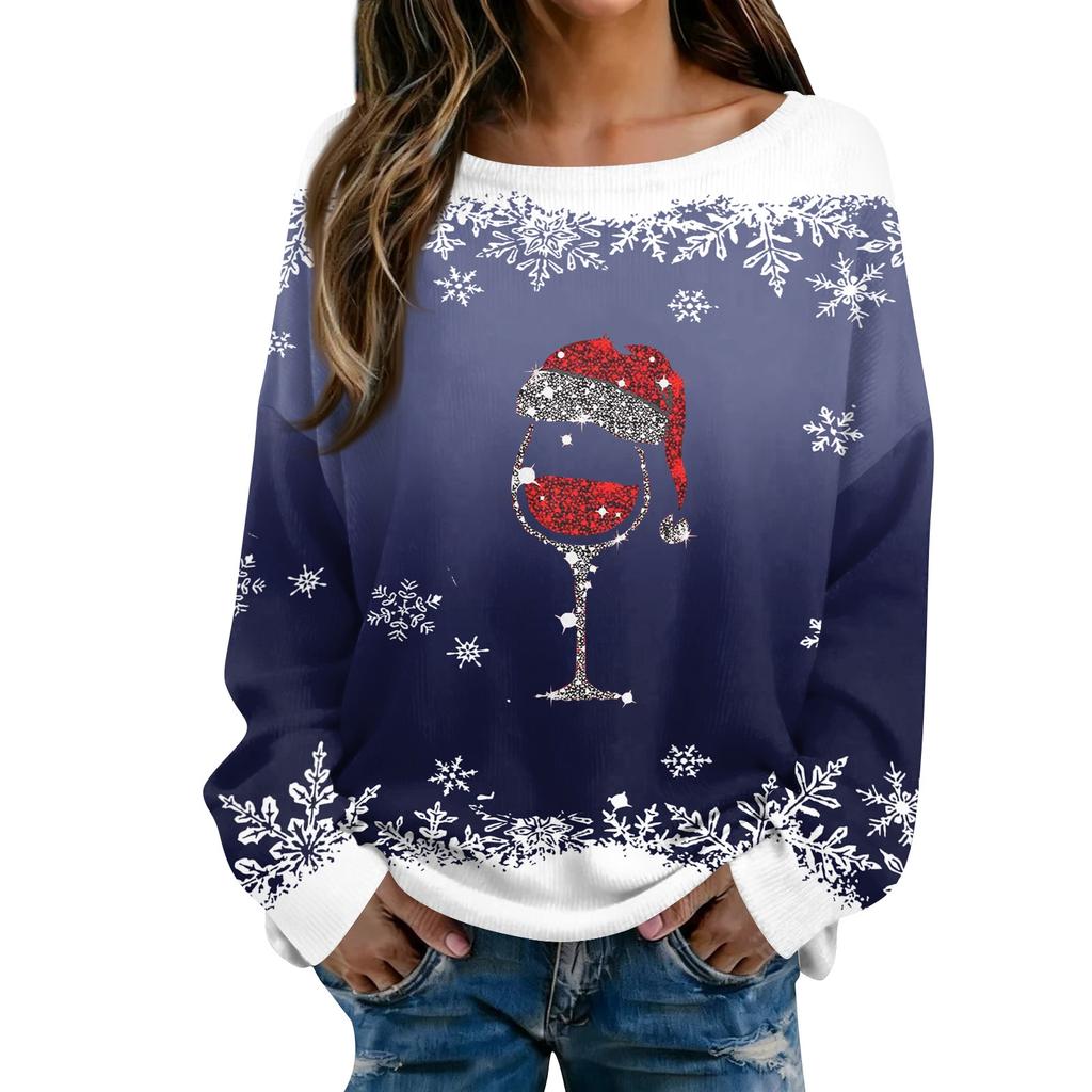 Christmas Sweatshirts For Women Knit Sweater Cute Shirt Fall Crewneck Pullover Tops