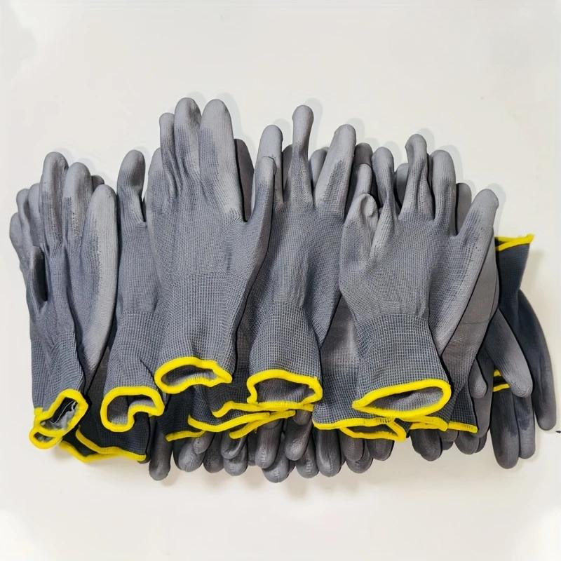 

Набор из 12 пар серых перчаток, Нескользящие, Прочные, Удобная посадка, Вязаная манжета, Используются для садоводства, деревообработки и защиты оборудования 12PCS серый
