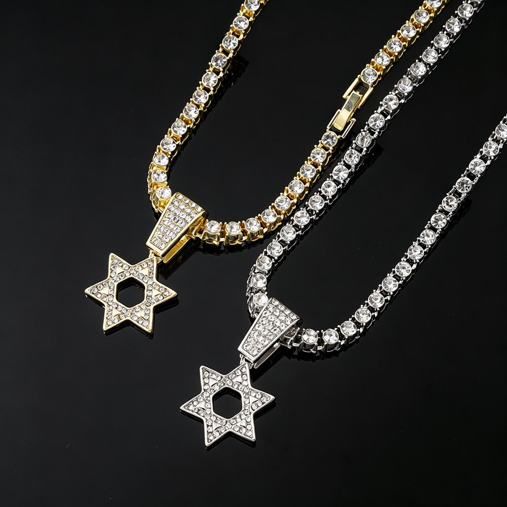 Versatile Punk Style Rhinestone-Inlaid Hip Hop Star Pendant Necklace in Zinc Alloy