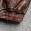 Vintage Red Brown Men Genuine Leather Jacket Real Cow Skin Coat Flight Suits Pilot Bomber Men's Jackets Spring Autumn