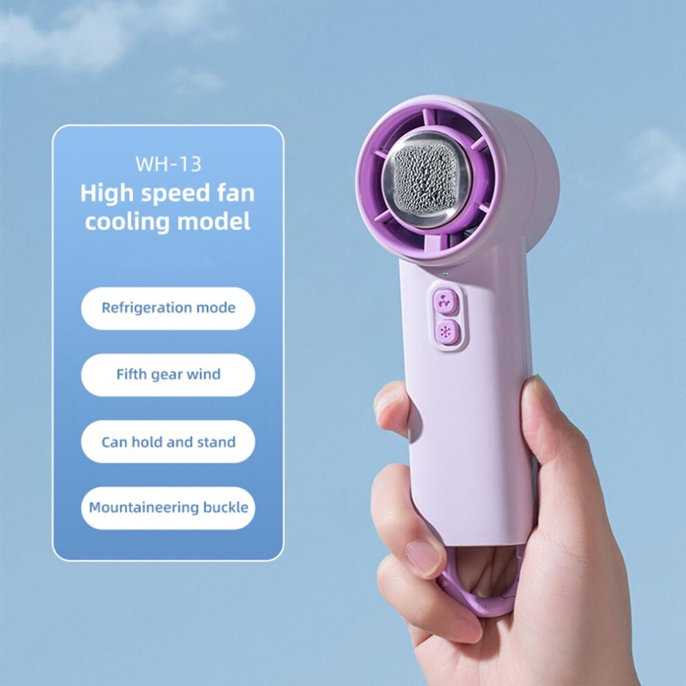 (Light Purple) WH-13 Handheld Fan 10500RPM 100 Speeds Cooling Ice Fan 3600mAh Battery Rechargeable Turbo Fan