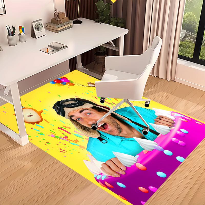 1pc Danny Go Print Area Rug - Soft, Washable Non-Slip Indoor Mat for Office Chairs, Living Room, Home Office Decorative Rug