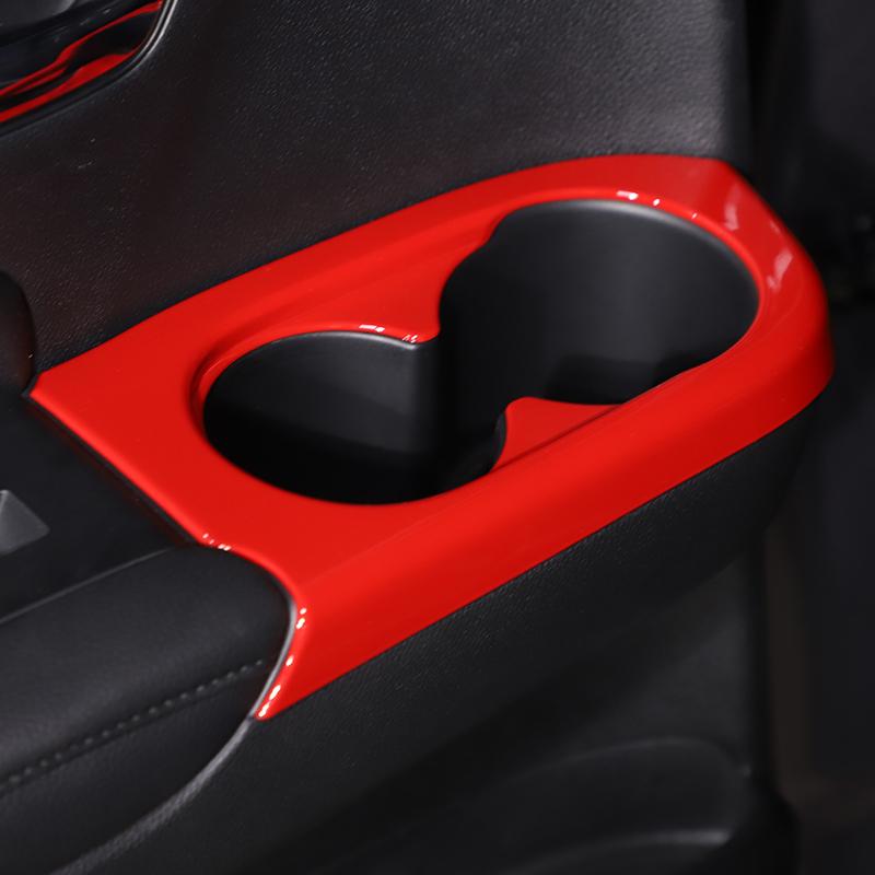 ABS Carbon Fiber /Red For Honda Pilot 2015- Car Rear Door Cup Holder Frame Cover Decorative Sticker Car Interior Accessories