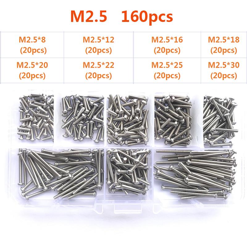 304 Stainless Steel Hexagon Hex Socket Head Button Allen Screw Set M2 M2.5 M3 M4 M5 M6 M8 M10 Allen Hex Socket Button Head Screw