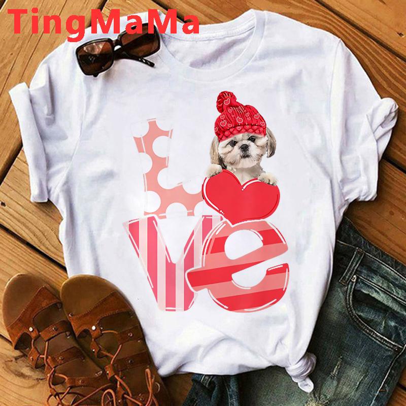 Maminka Tričko Ženy Harajuku Letní topy Kreslený Shih Tzu Grafika Trička Kawaii Módní Unisex topy