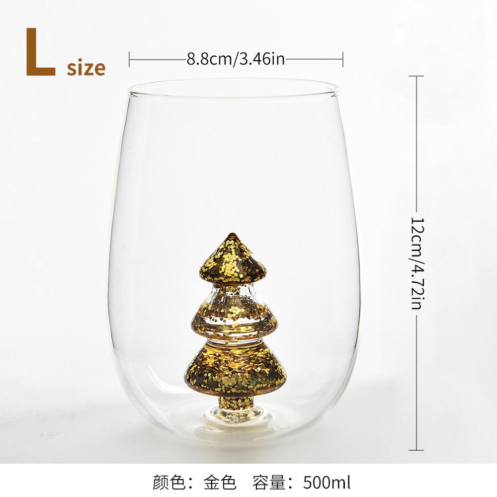 Creative Christmas Tree Glass Cup with 3D Colorful Glitter for Milk Juice Water