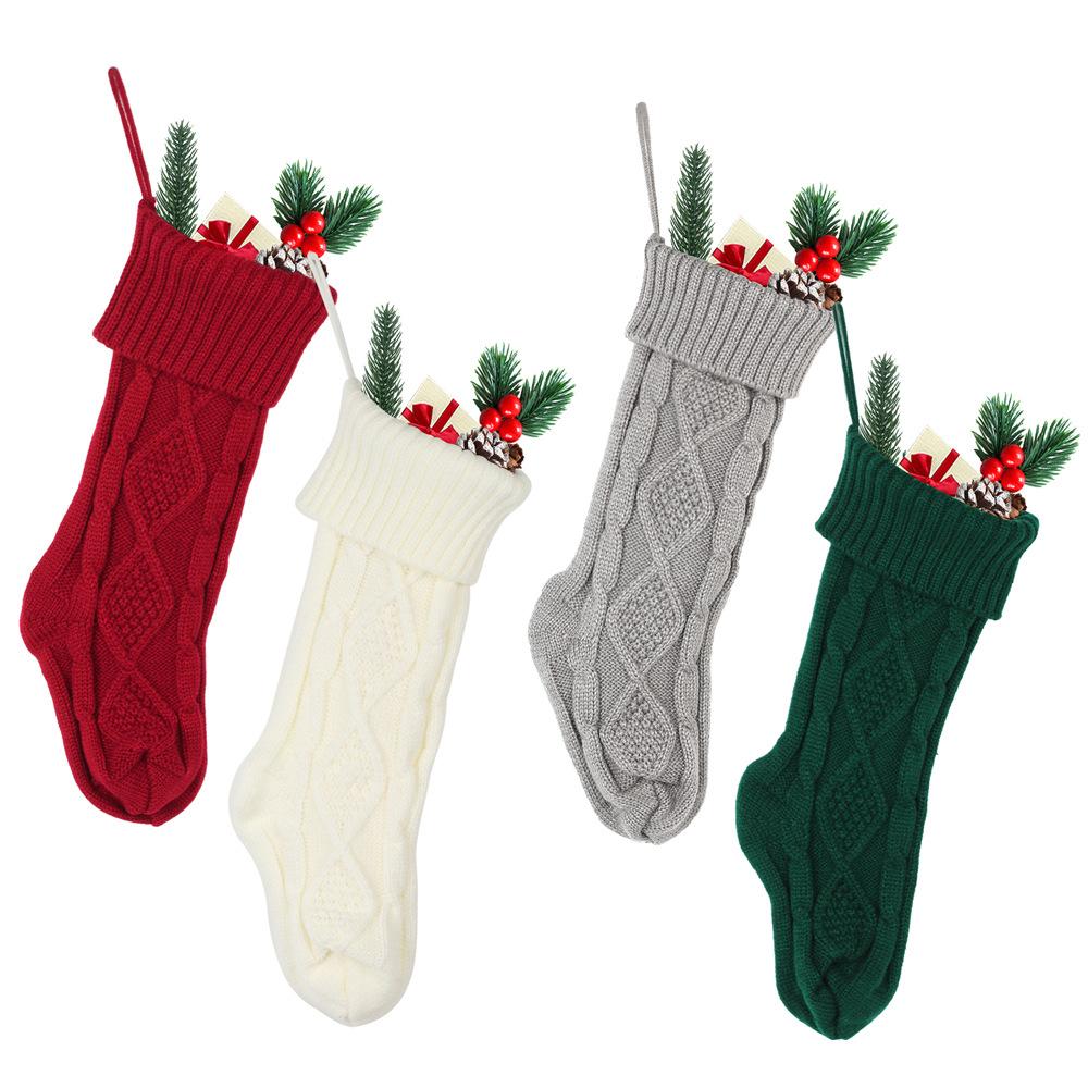 European and American Wool Knitted Socks Large 46CM Christmas Gift Bag Decoration Candy Christmas Socks