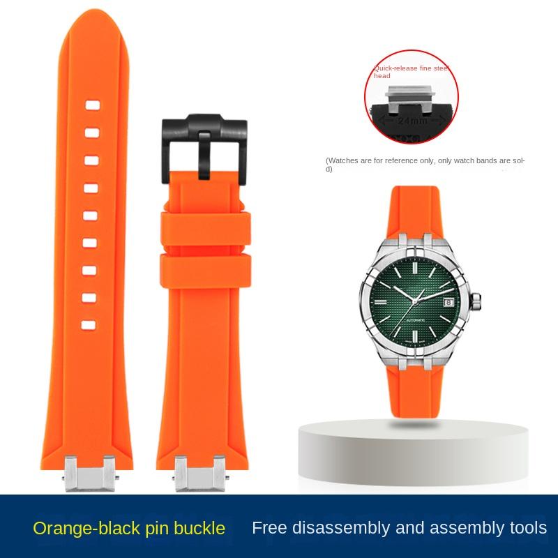 

Men s Rubber watchband Stainless steel adapter For MAURICE LACROIX AIKON AI6008 AI6007 AI6038 Watch Modified soft Silicone Strap For AI1018
