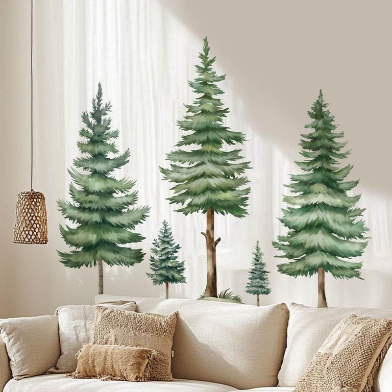Fir Tree Green Plant Wall Sticker Self Adhesive PVC Kids Room Bedroom Living Room Decor
