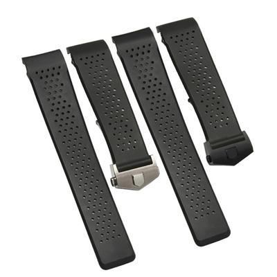 Ζώνη βραχιόλι με λουράκι ρολογιού 22mm 24mm μαύρο για αερισμό για TAG CARRERA Αδιάβροχο λουρί ρολογιού από καουτσούκ σιλικόνης