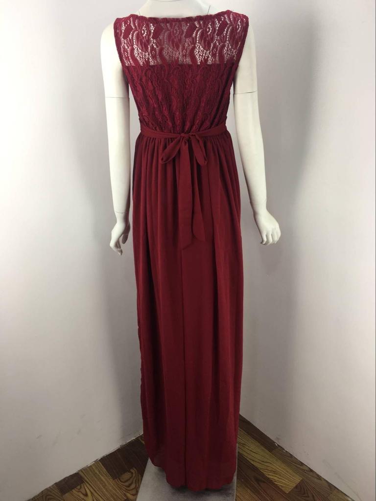 European & American Long Sleeve Lace Stitching Sexy Loose Trailing Sleeveless Maternity Dress