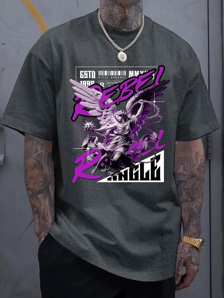 Combat Angel Graphic Print Short-Sleeve Luxury Cotton T-Shirt Summer Unisex Men's and Women's Casual Loose Fashion Trendy