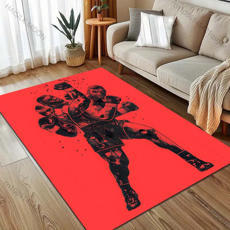 Boxing Champion On Red Background Print Carpet for Bedroom Living Room Bedside Sofa Floor Mat Modern Home Decor Area Rug