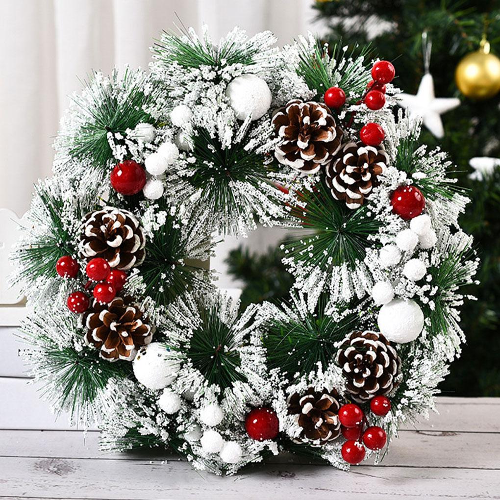 PVC Christmas Wreath Artificial Garland Decorations Household Decor Wall Door Flowers Hanging Ornaments Xmas Garlands