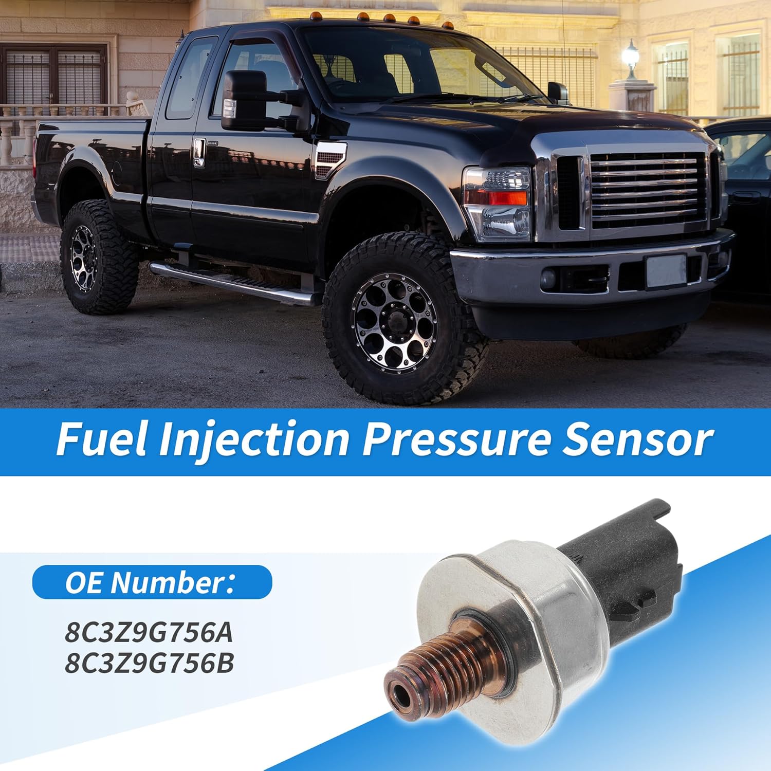 No.8C3Z9G756A Fuel Rail Injection Pressure Sensor for Ford F-250 F-350 Super Duty 5.4L 6.4L Diesel 6.8L 2008-2010 for Ford F-450 F-550 Super Duty