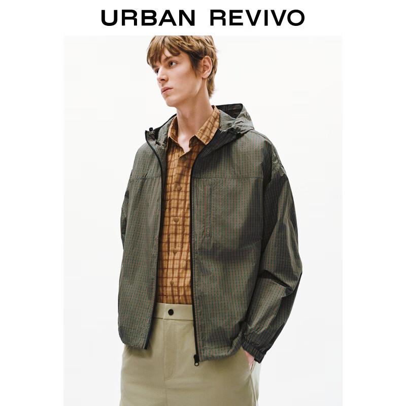 UR Men's Plaid Oversized Hooded Drawstring Jacket