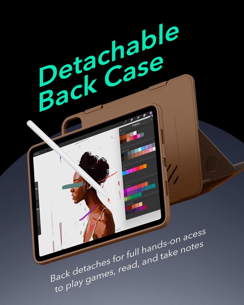 ESR iPad Pro case for M4 rotating case with removable magnetic adjustable fully compatible with Pencil Shift brown 13-inch 2024, cover,