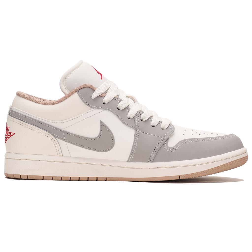 Jordan Air Jordan 1 Abrasion Resistant Low top Vintage Basketball Shoes Men's Beige Gray 553558-169(TeamThree-)