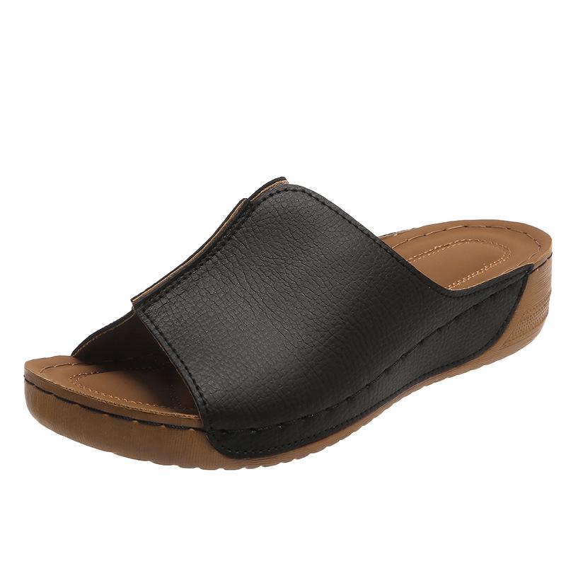 

Wearing European and American foreign trade women s shoes, comfortable wedge heels, independent station slippers, simple large size 2025 new sandals w 43