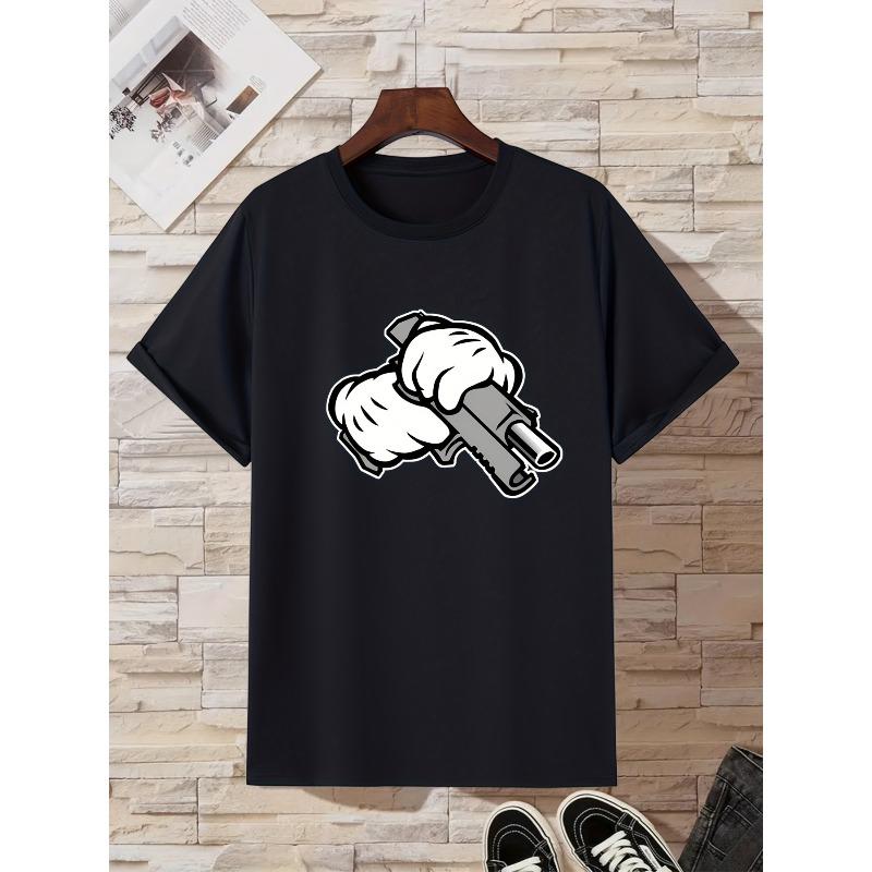 Men's Short Sleeve T-Shirt with Print - Casual Round Neck - Comfortable Breathable Fabric for Casual Attire, Office - Machine Washable