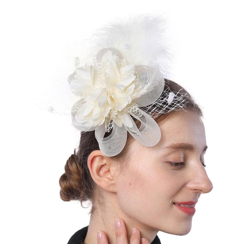 1920s Flower Hair Clip for Women Flapper Headpiece Headwear for Party Party Elegant Feather Large Flower