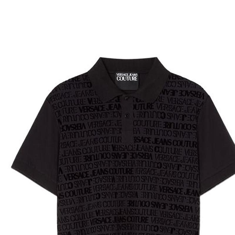VERSACE JEANS COUTURE Polo Shirts Men's Black Polo Collar Moderate Straight Fit E73GAG6R1-EJS103-E899