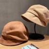 Breathable Women Fisherman Hat Solid Color Artist Painter Caps Suede Octagonal Cap  Autumn Winter