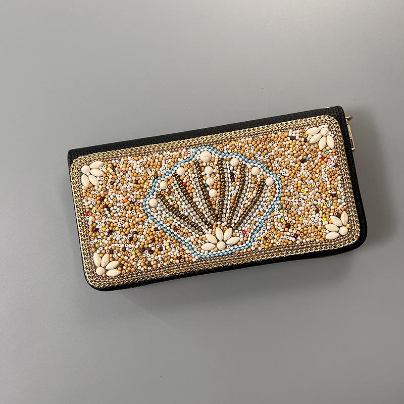 Ręcznie robiona etniczna retro kopertówka: Koraliki Ryżowe Kosmetyczka Wieczorowa na Zamek Błyskawiczny i do Przechowywania