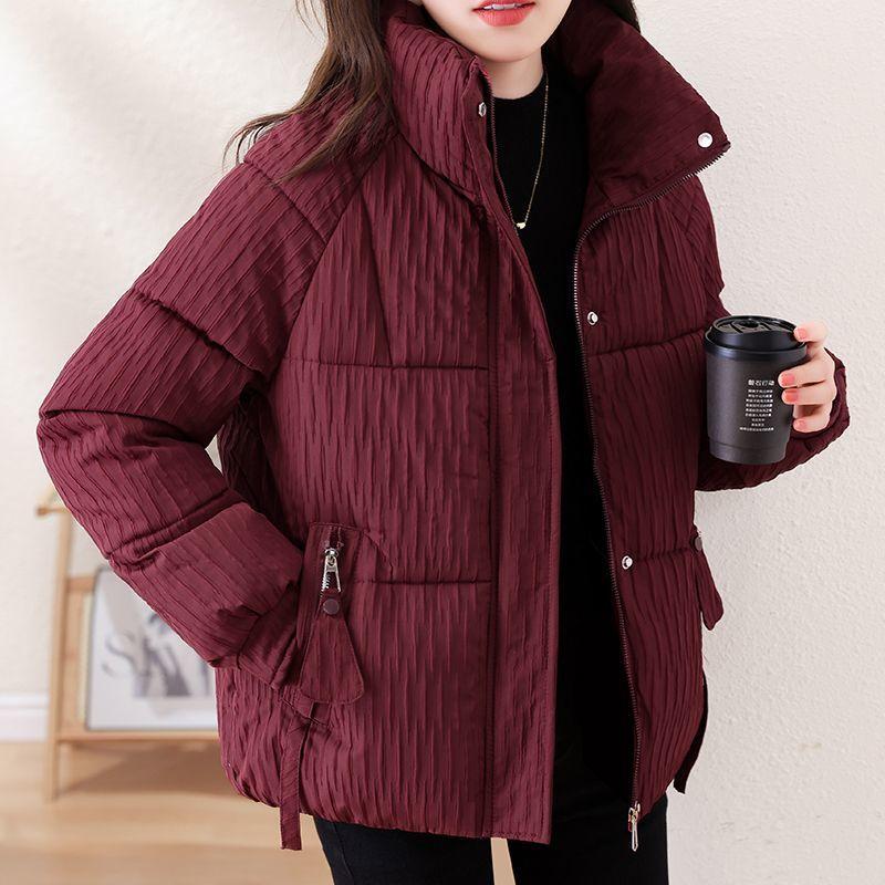 Winterjas voor Dames Nieuwe Opstaande Kraag Dons Katoen Mode Warm Koudebestendig Jassen Dames Dikke Korte Katoenen Parka Jassen