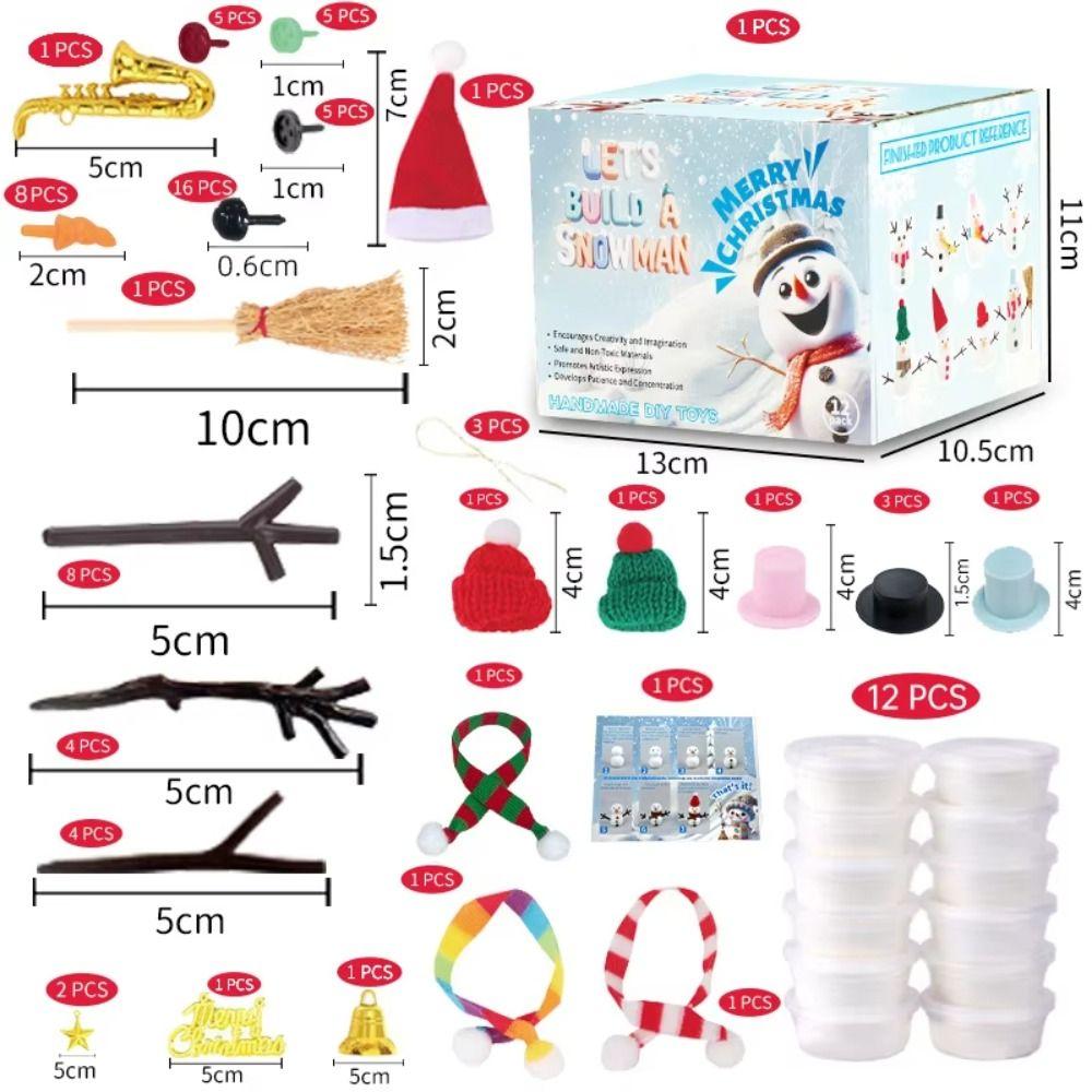 With Carrot Noses Clay DIY Snowman Kit Hands-on Ability Mini Snowman Craft Kit  Christmas