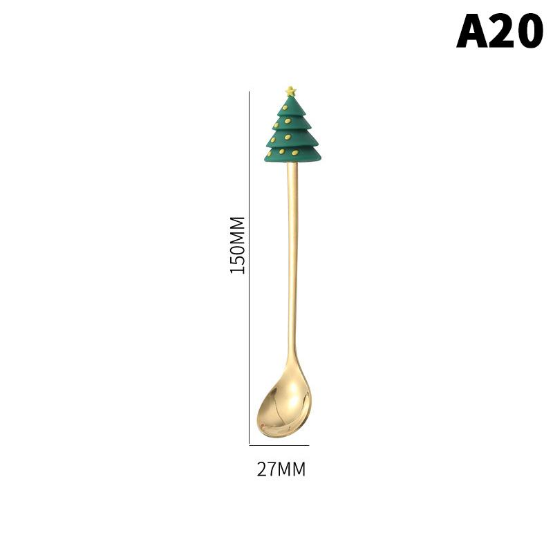 1/2/4/6 Stück Edelstahl Löffel Weihnachts Dessertlöffel Kuchengabel Cartoon Weihnachtsbaum Elch Löffel Gabel Weihnachtsgeschenkbox