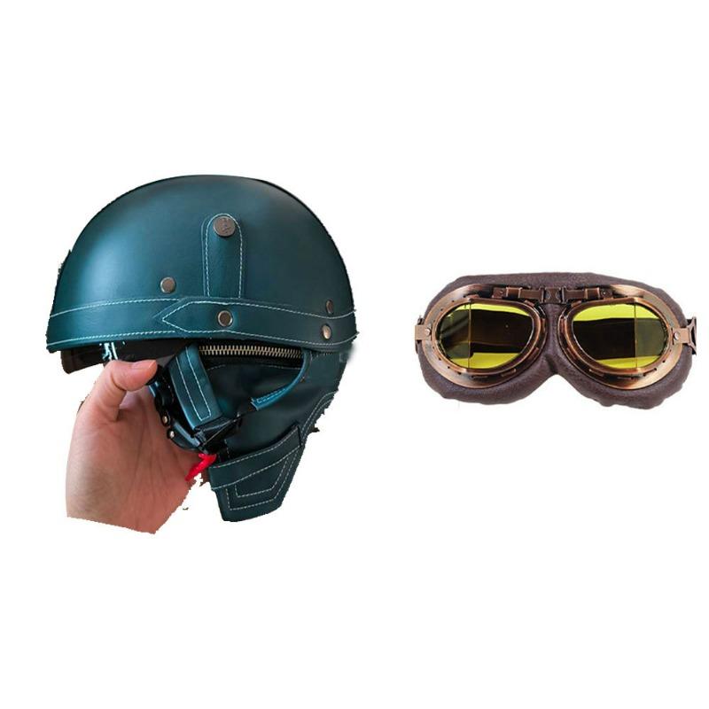 Vintage Personality Helmet Lens Standard Motorcycle Half Helmet Scooter Cruise Leather Helmet Prince Helmet