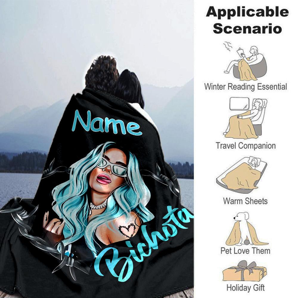 Customiz Name Personality singer Karol G Blanket Soft &Warm Sofa Office Bed Travel Lunch Break Blanket, Gift Suitable All Seasons