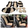 9pcs Auto Seat Cover Protector Set Breathable Dustproof Universal Accessory for 5Seats CarBeige