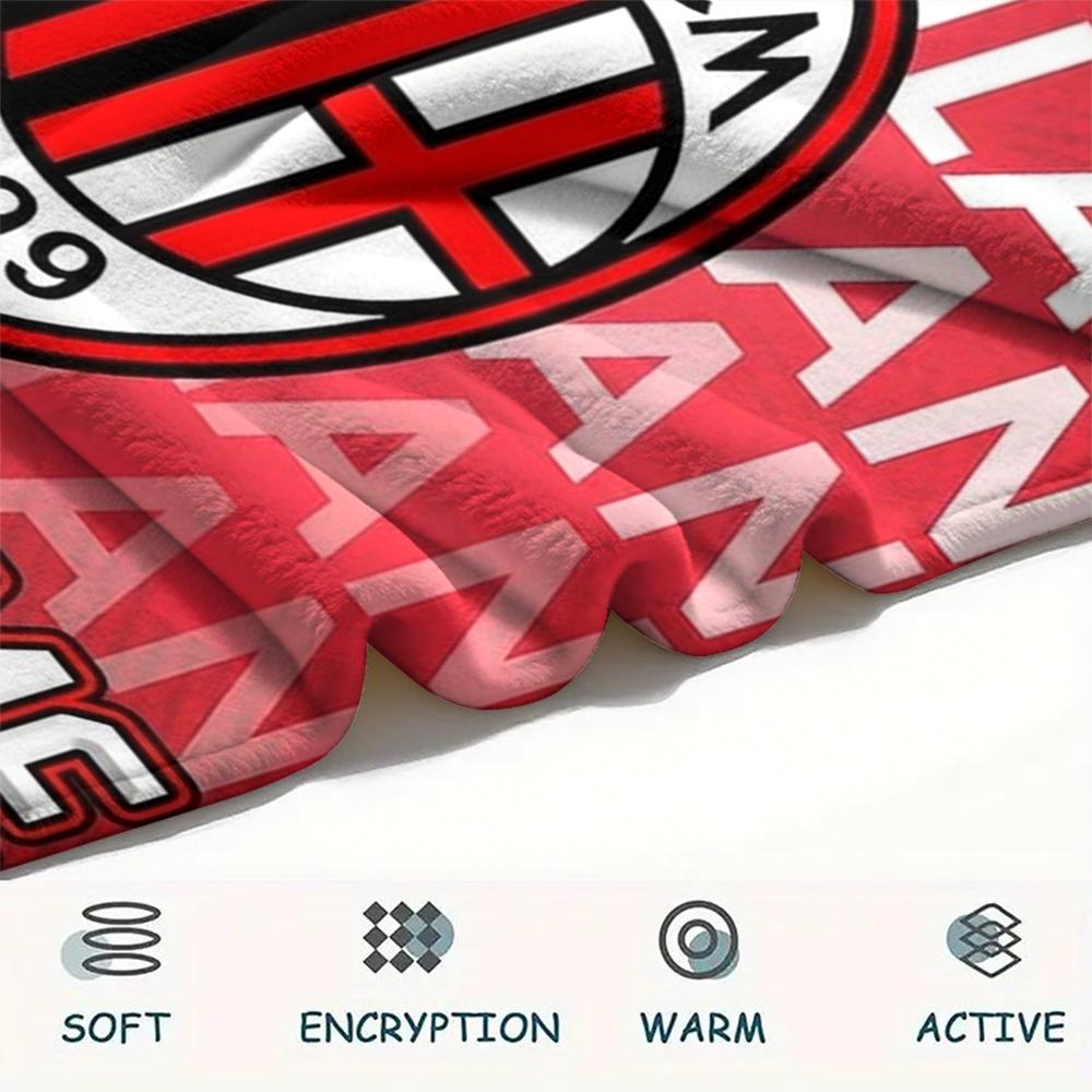 1PC Custom Name Ac Milan Patterned Flannel Blanket Suitable For All Seasons for Home Decor Warmth and Comfort Gifts Holiday Present