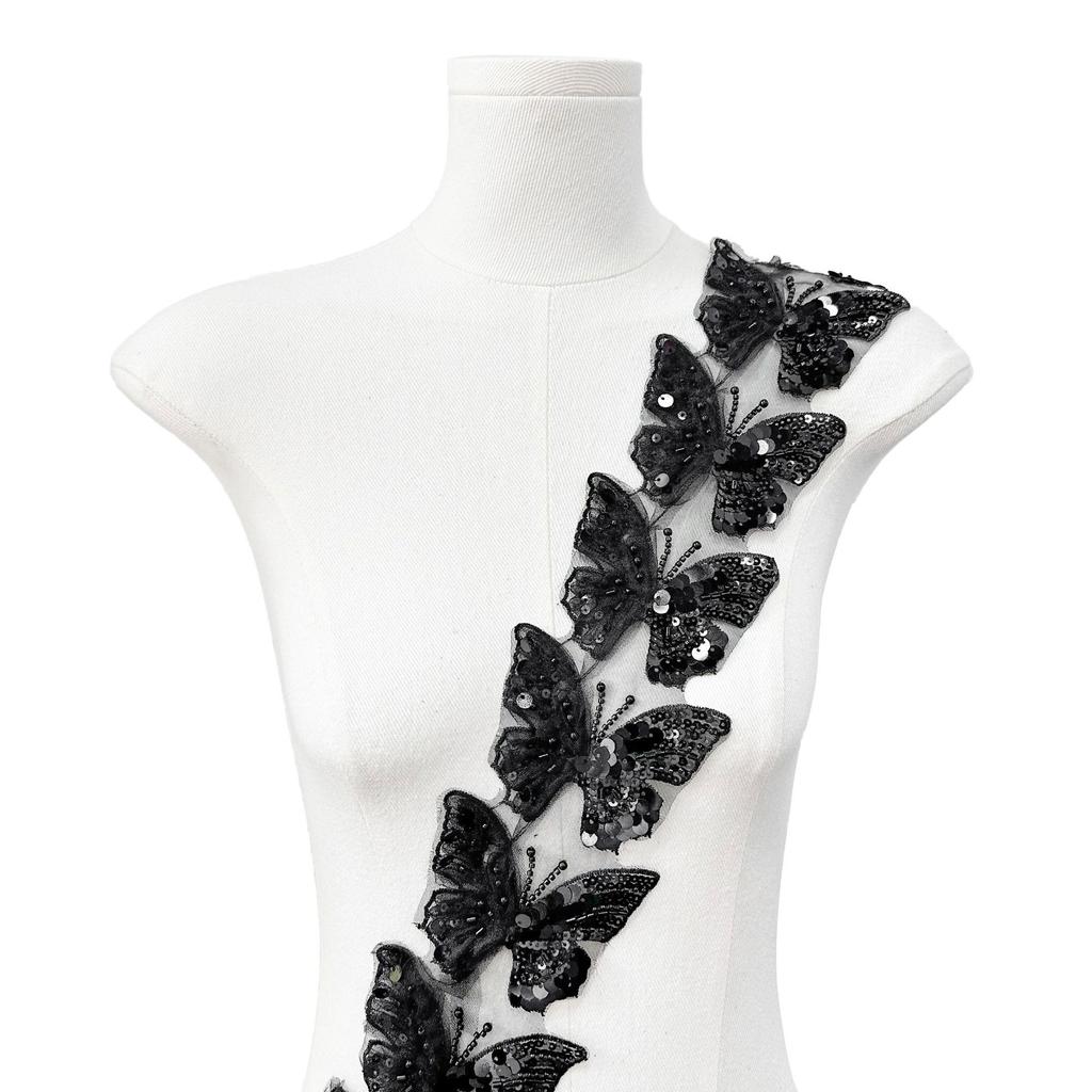 Black Butterfly Handmade Staple Sequins Barcode Cloth Sticker Clothing Lolita Skirt Hair Accessories Lace Accessories