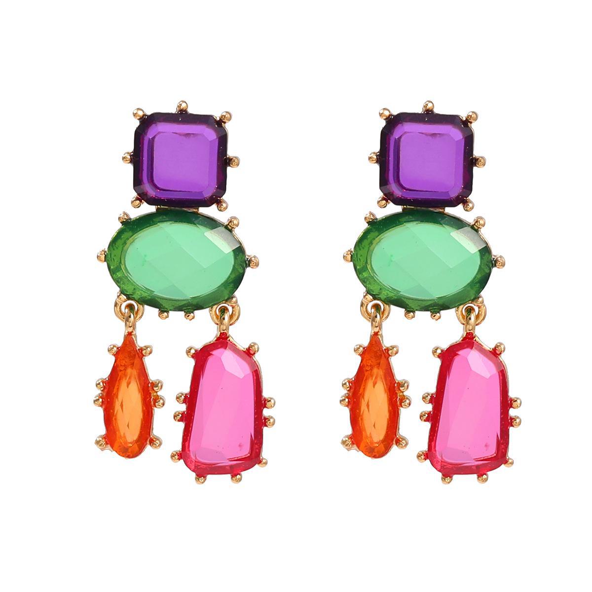 

Bohemian Multi-Layer Geometric Earrings: Colorful, Exaggerated European & American Style for Women фіолетовий