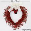 Artificial Flower Heart Wreath Valentines Day Decor Romantic Door Decoration for Home Wedding Entrance
