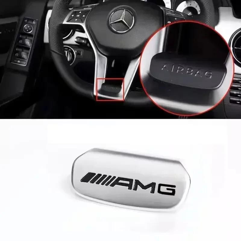 BETI1 Car Steering Wheel Emblem Stickers Metal Badge For Mercedes Benz AMG W206 W204 W205 W212 W213 W221 W222 W223 W251 W464 GLE GLC