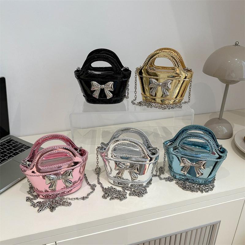 Laser Bag Childrens Bow Pairing With Trendy Chain Decoration For Go Out Play To