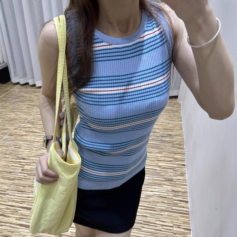 

25 Summer Rainbow U-Neck Striped Knitted Camisole S