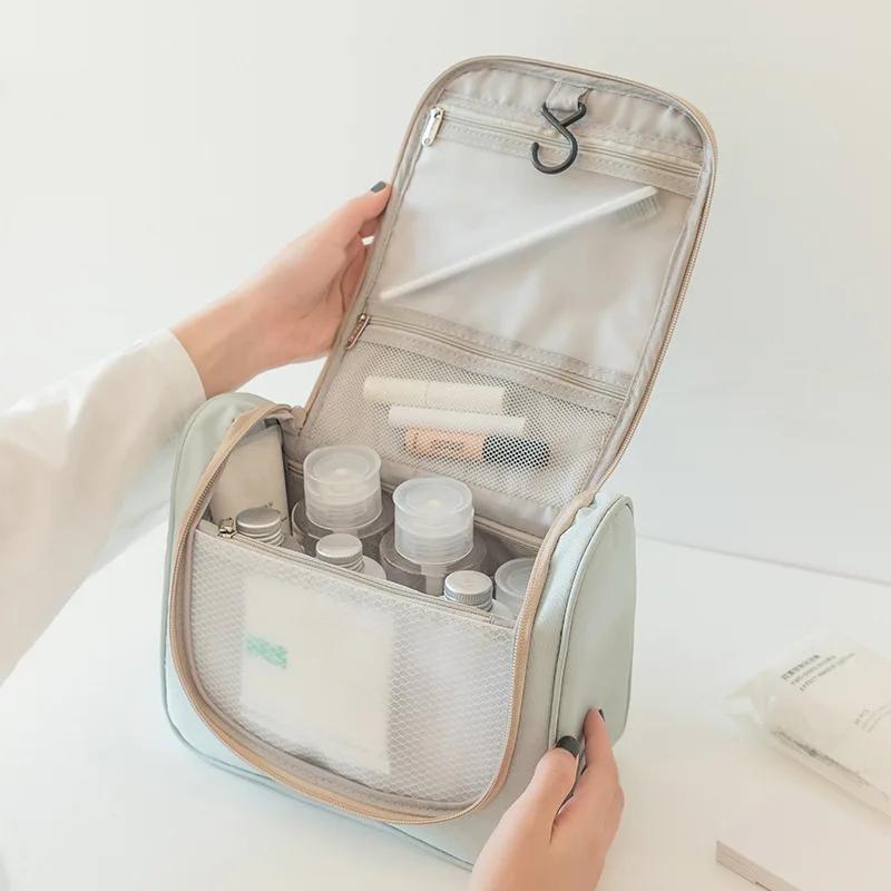 Flores polyester double opening bag with hand-held large capacity hook, convenient waterproof makeup bag, high aesthetic value