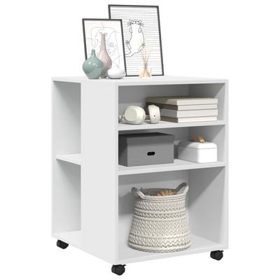 Side Table with Casters White 55x60x78 Cm Engineered Wood